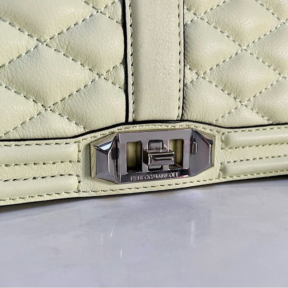 Rebecca Minkoff Quilted Love Crossbody Bag in “Honeydew” Green, Chain Strap, EUC - Picture 2 of 10